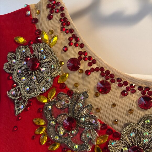 Red Ice Figure Skating Competition Dress NWT Size 10/12 - Picture 7 of 9